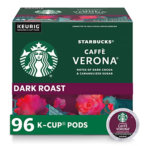 Book Cover Starbucks Caffè Verona Dark Roast Single Cup Coffee for Keurig Brewers, 4 Boxes of 24 (96 Total K-Cup pods)