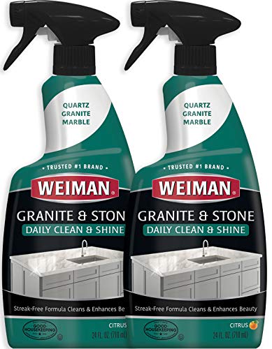 Book Cover Weiman Granite Cleaner and Polish - 24 Ounce (2 Pack) Safely Cleans and Shines Granite Marble Soapstone Quartz Quartzite Slate Limestone Corian Laminate Tile Countertop