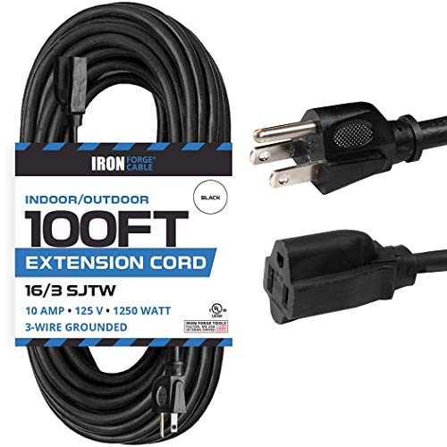 Book Cover 100 Ft Black Extension Cord - 16/3 Durable Electrical Cable