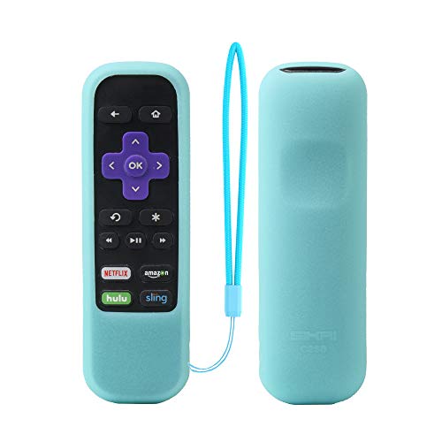 Book Cover Roku Express Remote Case SIKAI Shockproof Protective Cover for Roku Express/Roku Premiere RC68/RC69/RC108/RC112 Standard IR Remote Skin-Friendly Anti-Lost with Loop (Glow in Dark Blue)