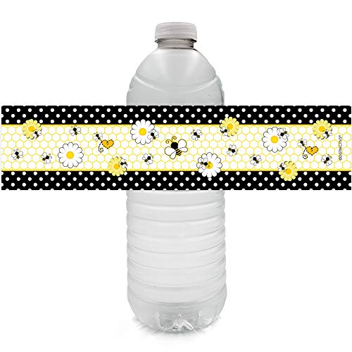 Book Cover Bumble Bee Party Water Bottle Labels - 24 Stickers