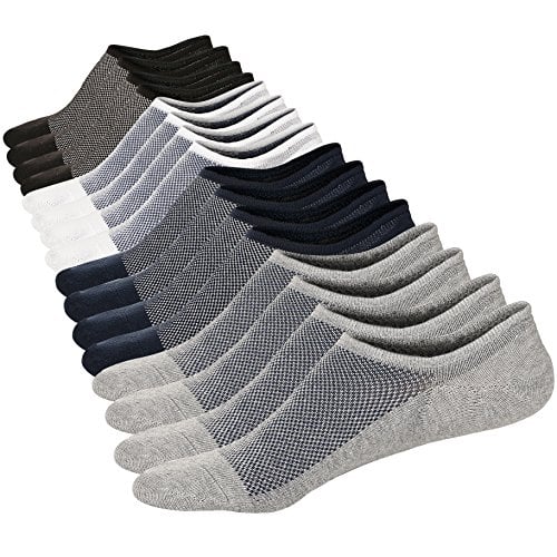 Book Cover M&Z No Show Ankle Low Cut 8 Pairs Socks Mens/Womens Cotton Invisible Mesh Top Durable Toe Casual Non-Slip Socks Size M