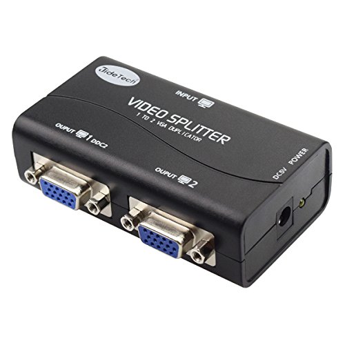 Book Cover VGA Splitter 2 Port USB Powered Support 1920X1400 Resolution 250MHz Bandwidth for Screen Duplication