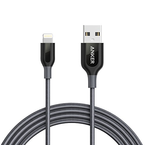 Book Cover Anker Powerline+ Lightning Cable (6ft) Durable and Fast Charging Cable [Double Braided Nylon] for iPhone X / 8/8 Plus / 7/7 Plus / 6/6 Plus / 5s / iPad and More(Gray)