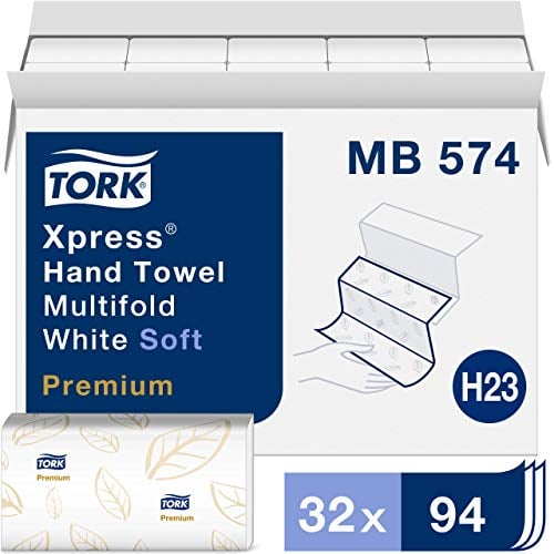 Book Cover Tork Premium MB574 Soft Xpress Multifold Paper Hand Towel, 4-Panel, 2-Ply, 8.4