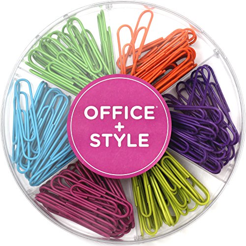 Book Cover Decorative Large Multi Colored 50 mm Paper Clips for Home and Office, 6 Colors for Different Projects in Reusable Organizing Container, 42 pieces, by Office Style