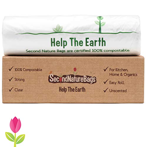 Book Cover Second Nature Bags, Certified Compost Bags Small, 10 Litre, 100 Bags, Extra Thick 0.75 Mils, for Kitchen Food Scraps & Home Trash