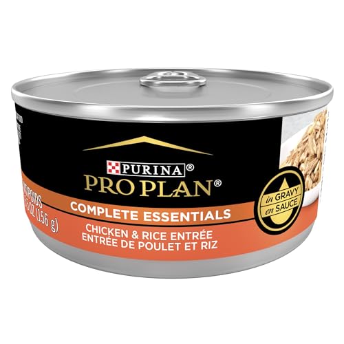 Book Cover Purina Pro Plan Complete Essentials High Protein Cat Food Wet Gravy, Chicken and Rice Entree - 5.5 oz. Pull-Top Can
