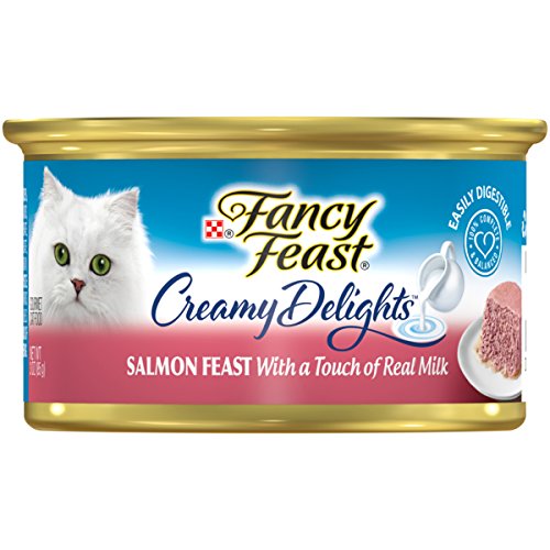 Book Cover Purina Fancy Feast Pate Wet Cat Food, Creamy Delights Salmon Feast With a Touch of Real Milk - (24) 3 oz. Cans