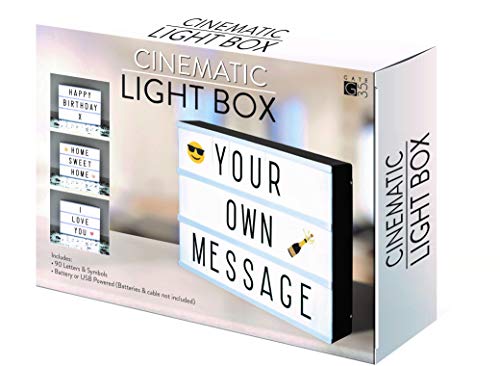 Book Cover A4 Cinematic Light Box Sign - 105 Letters and Colour Emojis - USB or Battery Operated - USB Cable Included - Vintage Cinema LED Sign