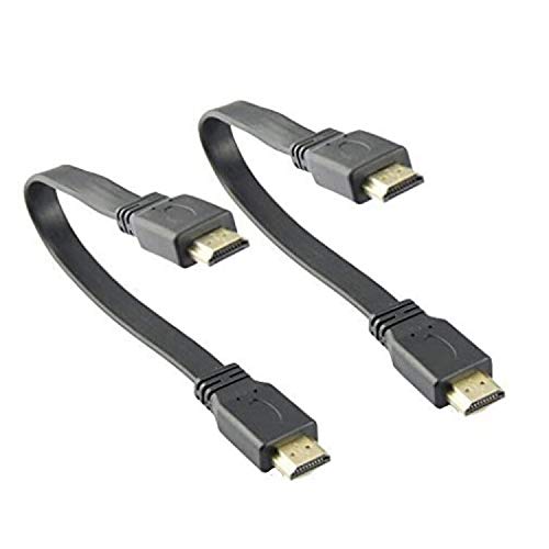 Book Cover MMNNE 2Pack 10 inch 25CM Flat HDMI Male to Male Cable,High-Speed HDMI HDTV Cable - Supports Ethernet, 3D