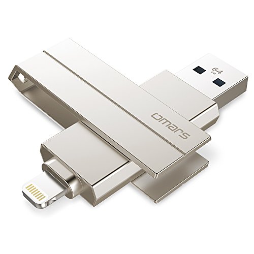 Book Cover Omars 64GB Flash Drive for iPhone and iPad Storage Memory Stick with Lightning Connector Compatible for iOS iPhone XS/X,iPhone 8/7 / 6S,iPad mini/air, Mac and Computers[Apple MFI Certified]