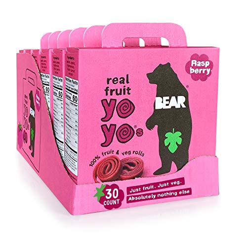 Book Cover BEAR Real Fruit Snack Rolls - Gluten Free, Vegan, and Non-GMO - Raspberry â€“ 30 Pack (2 Rolls Per Pack) - Healthy School And Lunch Snacks For Kids And Adults