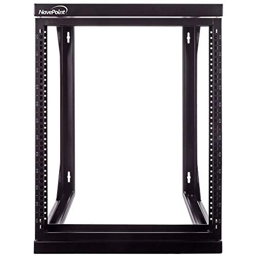 Book Cover NavePoint 12U Wall Mount IT Open Frame 19 Inch Rack with Swing Out Hinged Gate Black