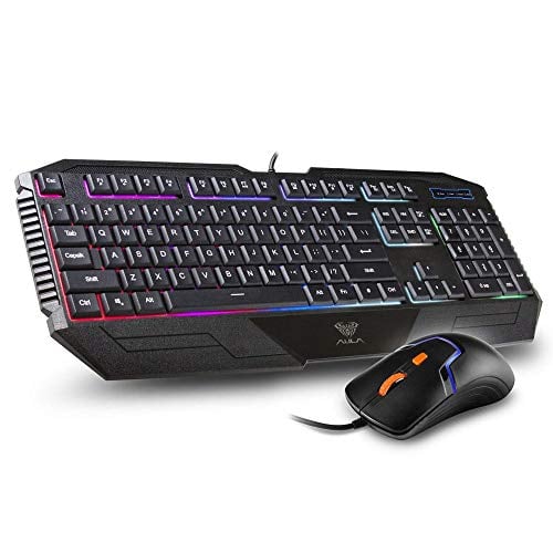 Book Cover AULA Aurora Backlit Gaming Keyboard and Mouse Combo with Adjustable Backlight (SI-2023 + SI-9013)