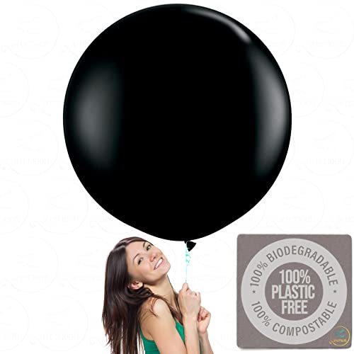 Book Cover AFTERLOON Biodegradable Perfect Round Giant Balloons Onyx Black 36 Inch 6 Pack, Large Thickened Extra Strong Latex Jumbo Big Helium Float, for Baby Gender Reveal Wedding Birthday Party Decorations