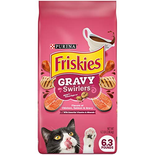 Book Cover Purina Friskies Dry Cat Food, Gravy Swirlers - 6.3 lb. Bag