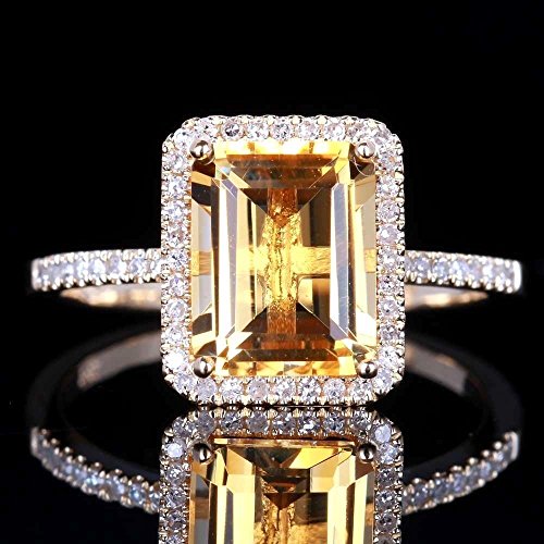 Book Cover pimchanok shop Fashion Women Jewelry 925 Silver Citrine Wedding Jewelry Ring Gift Size 6-10 (9, Yellow)