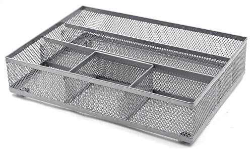 Book Cover EasyPAG Mesh Collection Desk Drawer Organizer Accessories Tray,Silver