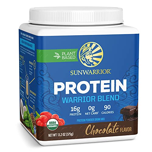 Book Cover Sunwarrior Vegan Protein Powder with BCAA | Organic Hemp Seed Protein Gluten Free Non-GMO Dairy Free Soy Sugar Free Low Carb Plant Based Protein Powder | Chocolate 15 SRV 375 G | Warrior Blend