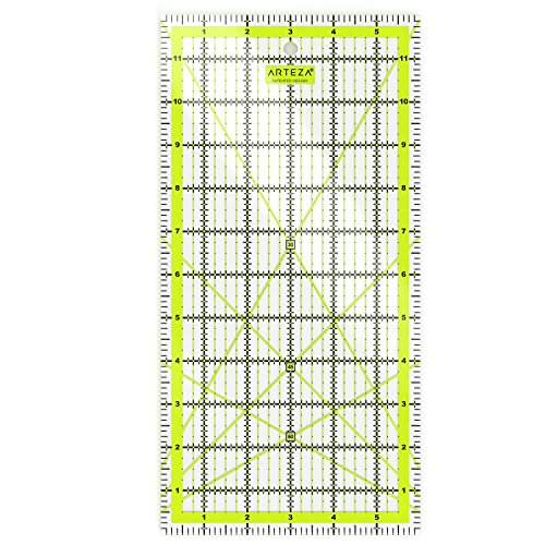 Book Cover ARTEZA Quilting Ruler, Laser Cut Acrylic Quilters' Ruler with Patented Double Coloured Grid Lines for Easy Precision Cutting, 6