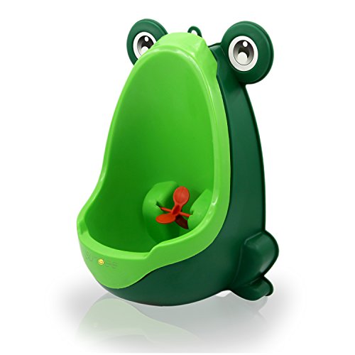 Book Cover Sundee Boy's Baby Urinal - Cute Frog Standing Potty Training Urinal for Pee Trainer with Funny Aiming Target - Blackish Green