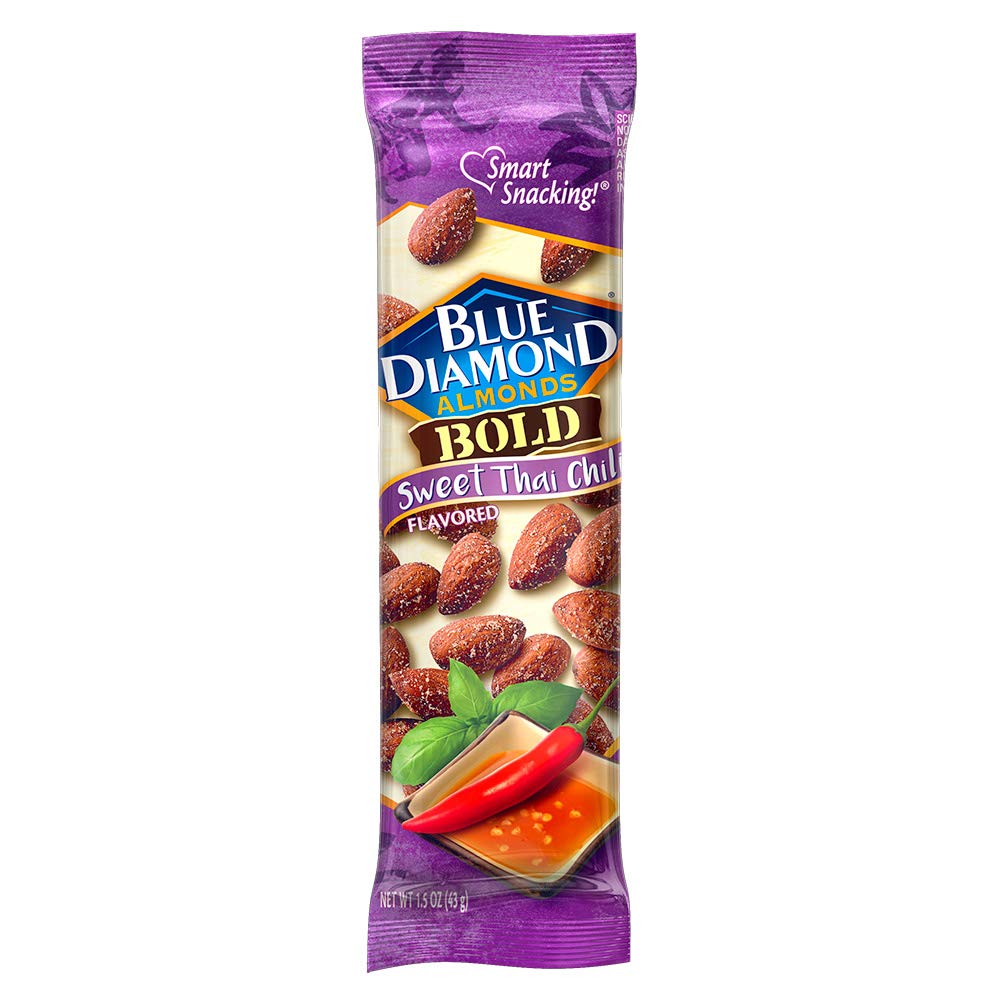 Book Cover Blue Diamond Almonds, Bold Sweet Chili Thai Flavored Snack Nuts, Single Serve Bags (1.5 Oz. Tubes, Pack of 12) Sweet Chili Thai 1.5 Ounce (Pack of 12)