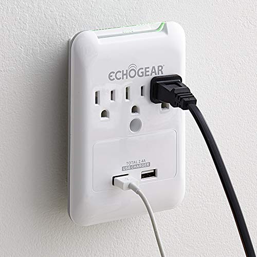 Book Cover ECHOGEAR Low Profile Surge Protector Design with 3 AC Outlets & 2 USB Ports â€“ 540 Joules of Surge Protection - Installs Over Existing Outlets to Protect Your Gear & Increase Outlet Capacity