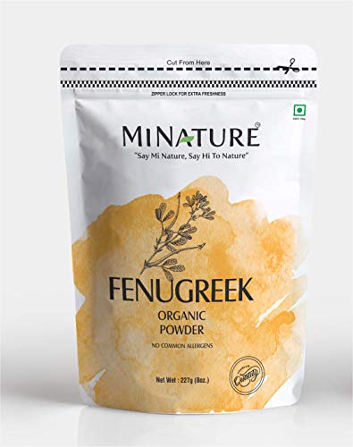Book Cover mi nature USDA CERTIFIED Organic Fenugreek Powder (TRIGONELLA FOENUM)(100% NATURAL , ORGANICALLY GROWN ) (227g / (1/2 lb) / 8 ounces) - Resealable Zip Lock Pouch