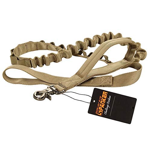 Book Cover EXCELLENT ELITE SPANKER Tactical Bungee Dog Leash Military Adjustable Dog Leash Quick Release Elastic Leads Rope with 2 Control Handle(Coyote Brown)