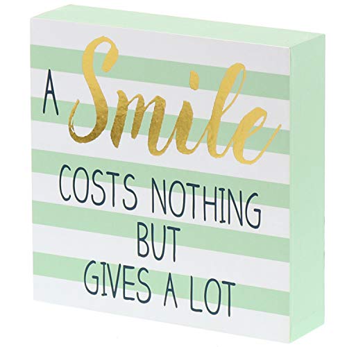 Book Cover Barnyard Designs A Smile Costs Nothing But Gives A Lot Wooden Box Wall Art Sign, Primitive Country Farmhouse Home Decor Sign with Sayings 6 x 6