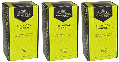Book Cover Harney & Sons Tropical Green Wrapped 20 Teabags (Pack of 3)