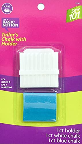 Book Cover Dritz Sew 101 27507 Tailor's Chalk & Holder with Sharpener, White , Blue