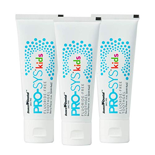 Book Cover PRO-SYS Kids Fluoride Free Berry Toothpaste Toothgel; Dentist Recommended (3 Pack)