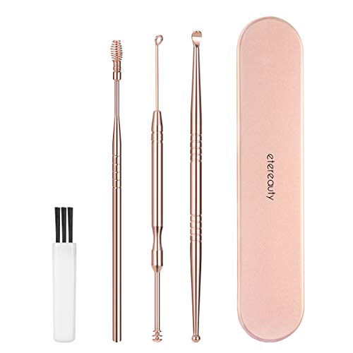 Book Cover Ear Wax Removal, ETEREAUTY Ear Pick Stainless Steel Medical Grade, Ear Wax Remover with Storage Box
