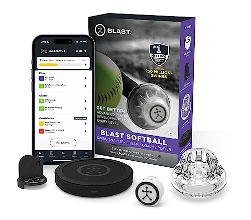 Book Cover Blast Softball - Swing Analyzer (Sensor) Advanced Player Development for Every Level, Analyzes Swings, Tracks Metrics, Video Capture Creates Highlights, 3D Swing Tracer, App Enabled, Real Time Results