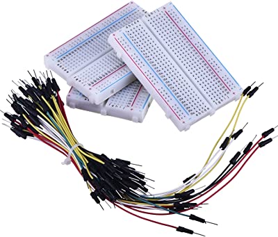 Book Cover eBoot 3 Pieces 400-Point Solderless Circuit Breadboard with 65 Pieces M/M Flexible Breadboard Jumper Wires