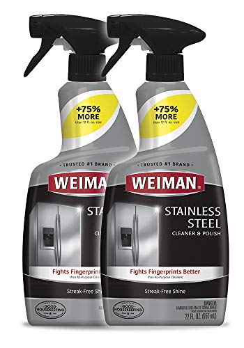 Book Cover Weiman Stainless Steel Cleaner and Polish - 22 Ounce (2 Pack) - Protects Appliances from Fingerprints and Leaves a Streak-Free Shine for Refrigerator Dishwasher Oven Grill etc - 44 Ounce Total