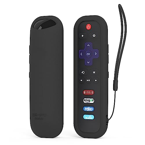 Book Cover TCL Roku RC280 Remote Case SIKAI Silicone Shockproof Protective Cover for Roku 3600R / TCL Roku RC280 TV Remote [RoHS Tested Material] Skin-Friendly Anti-Lost with Remote Loop (Black)