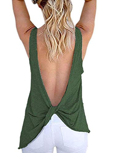 Book Cover Famulily Women's Sexy Sleeveless Open Back Shirt Knotted Tank Top