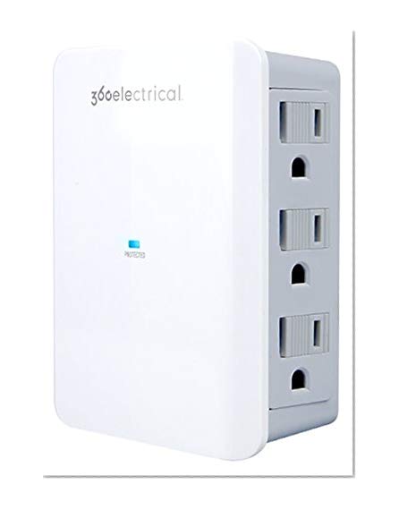 Book Cover 360 Electrical 360352 Sideline Protector, 6 Side Facing Outlets, 900 Joules of Surge Protection, White
