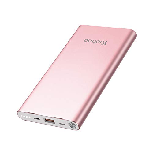 Book Cover Yoobao Portable Charger 10000mAh Slim Power Bank Powerbank External Cell Phone Battery Backup Charger Battery Pack with Dual Input Compatible iPhone X 8 7 Plus Android Samsung Galaxy More - Rose Gold