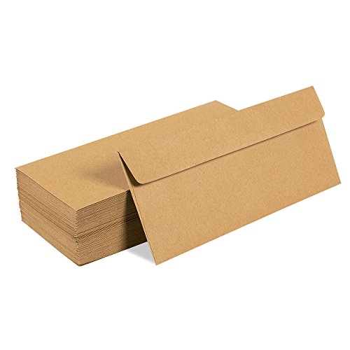 Book Cover Juvale 100 Pack #10 Kraft Business Envelopes - Value Pack Square Flap Envelopes - 4 1/8 x 9 1/2 Inches - 100 Count, Brown