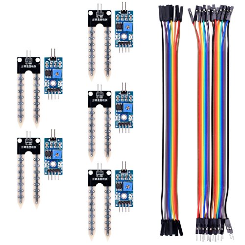 Book Cover kuman 5PCS Soil Moisture Sensor Kit Compatible with Raspberry pi Arduino Mega 2560 with 10PIN Female to Female Jump Cables 20PIN Male to Female Dupont Jump Cable Automatic Watering System KY70