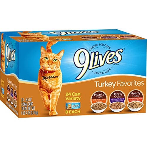 Book Cover 9 Lives Turkey Favorites Wet Cat Food, 5.5 Oz (Pack Of 24)