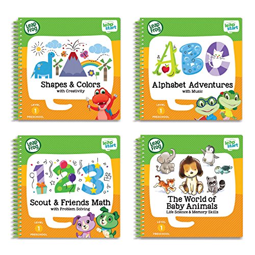 Book Cover LeapFrog LeapStart Preschool 4-in-1 Activity Book Bundle with ABC, Shapes & Colors, Math, Animals