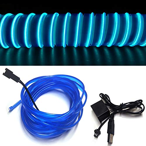 Book Cover M.best Neon Light El Wire for Automotive Car Interior Decoration with 6mm Sewing Edge (5M/15FT, Blue)