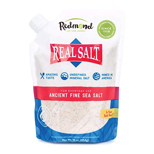 Book Cover Redmond Real Salt, Ancient Fine Sea Salt, Unrefined Mineral Salt, 16 Ounce Pouch (1 Pack)