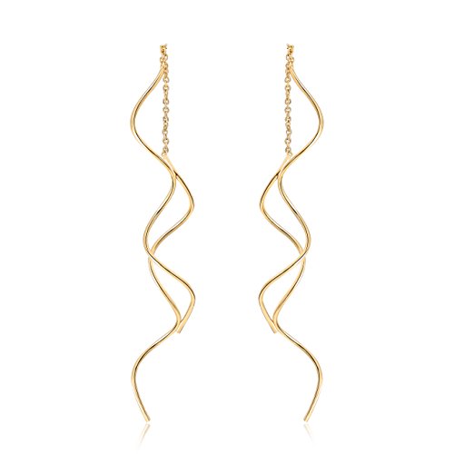 Book Cover Acefeel Fresh Style Exquisite Threader Dangle Earrings Curve Twist Shape for Women's Gift E158 (18K Gold plated)