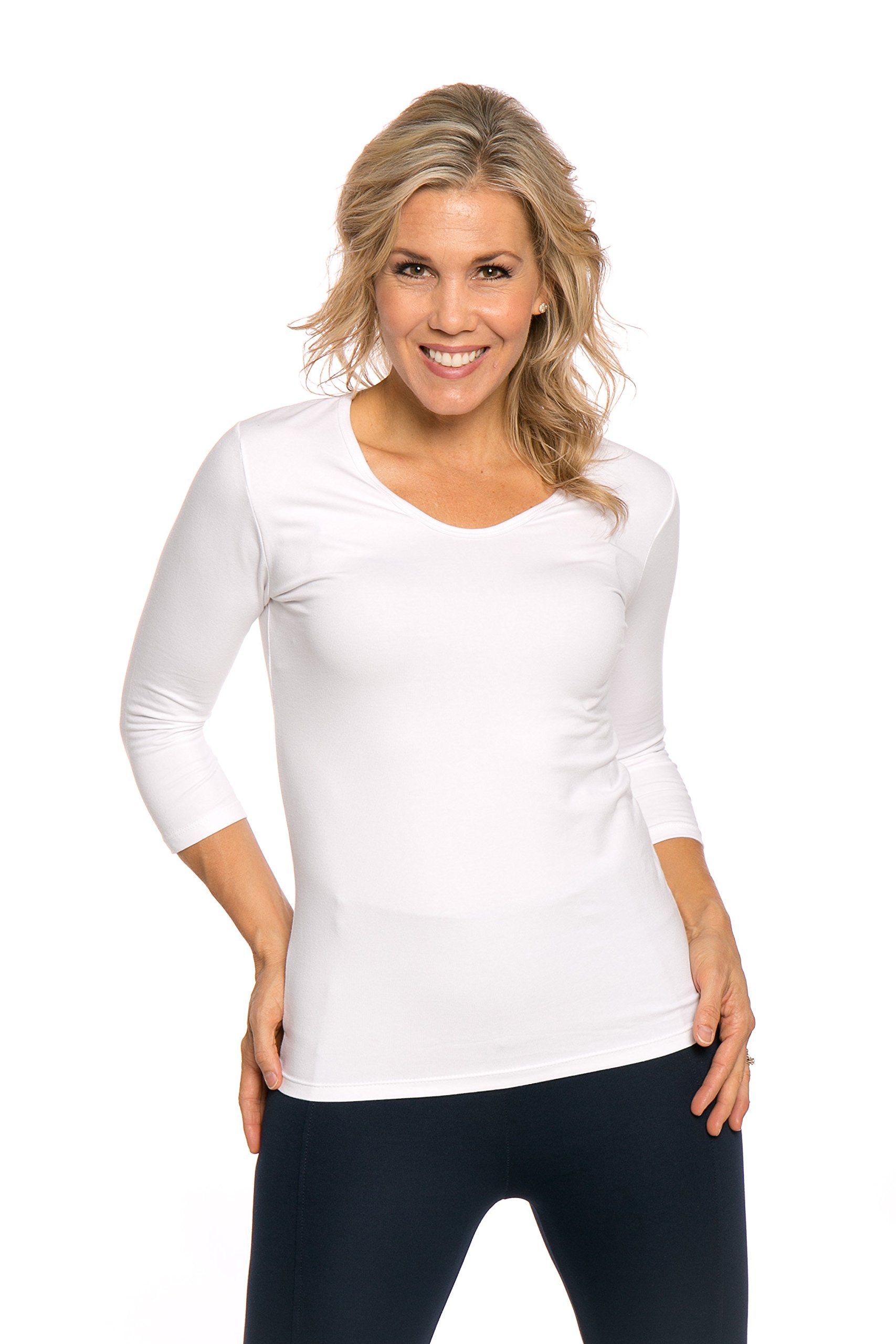 Book Cover Heirloom 3/4 Sleeve V-Neck Top Soft Yet Durable, Extra-Length Layering Top